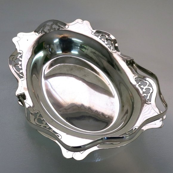 Vintage Silver Plated Basket w/ Handle Made in ENGLAND, E.P.N.S Hard Soldered - Picture 7 of 12